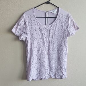 Market & Spruce Lavender Lace Short Sleeve Tee